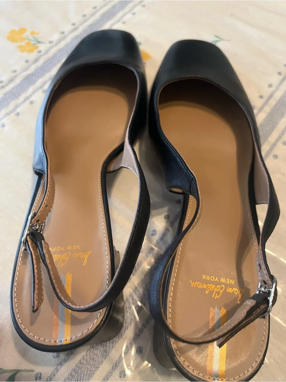 Sam Edelman Black Leather Square-Toe Low Heel Pumps size 9.5 - Picture 2 of 5